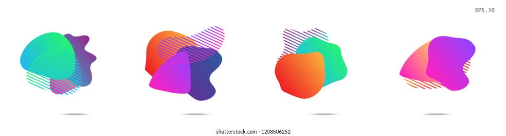 Set of abstract modern graphic elements. Dynamical colored forms and line. Gradient abstract banners with flowing liquid shapes. Template for the design of a logo, flyer or presentation. Vector.