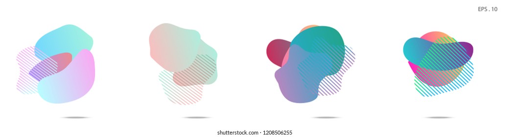 Set of abstract modern graphic elements. Dynamical colored forms and line. Gradient abstract banners with flowing liquid shapes. Template for the design of a logo, flyer or presentation. Vector.