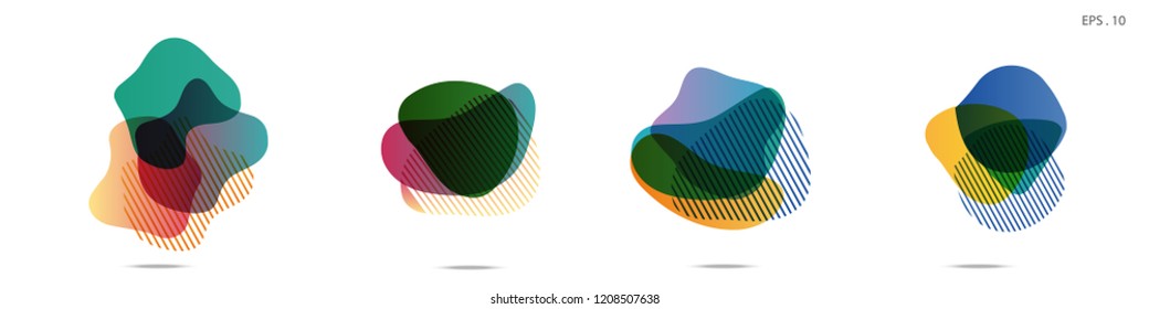 Set of abstract modern graphic elements. Dynamical colored forms and line. Gradient abstract banners with flowing liquid shapes. Template for the design of a logo, flyer or presentation. Vector.