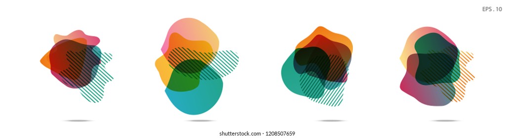 Set of abstract modern graphic elements. Dynamical colored forms and line. Gradient abstract banners with flowing liquid shapes. Template for the design of a logo, flyer or presentation. Vector.