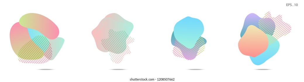 Set of abstract modern graphic elements. Dynamical colored forms and line. Gradient abstract banners with flowing liquid shapes. Template for the design of a logo, flyer or presentation. Vector.