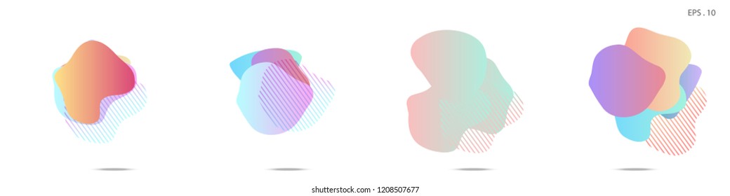 Set of abstract modern graphic elements. Dynamical colored forms and line. Gradient abstract banners with flowing liquid shapes. Template for the design of a logo, flyer or presentation. Vector.