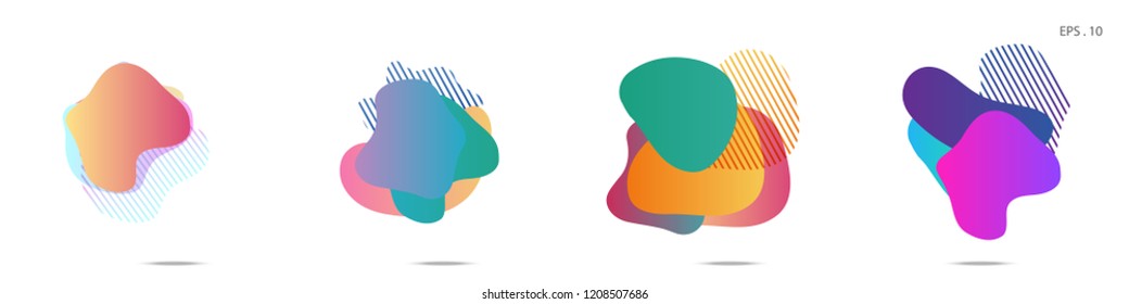 Set of abstract modern graphic elements. Dynamical colored forms and line. Gradient abstract banners with flowing liquid shapes. Template for the design of a logo, flyer or presentation. Vector.