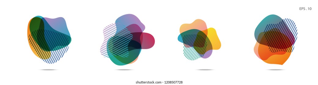 Set of abstract modern graphic elements. Dynamical colored forms and line. Gradient abstract banners with flowing liquid shapes. Template for the design of a logo, flyer or presentation. Vector.
