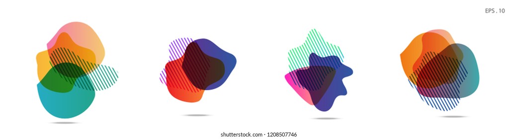 Set of abstract modern graphic elements. Dynamical colored forms and line. Gradient abstract banners with flowing liquid shapes. Template for the design of a logo, flyer or presentation. Vector.