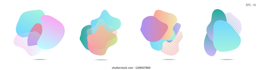 Set of abstract modern graphic elements. Dynamical colored forms and line. Gradient abstract banners with flowing liquid shapes. Template for the design of a logo, flyer or presentation. Vector.