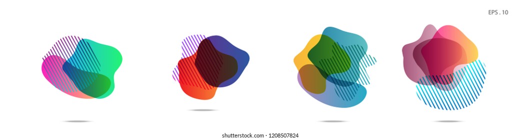 Set of abstract modern graphic elements. Dynamical colored forms and line. Gradient abstract banners with flowing liquid shapes. Template for the design of a logo, flyer or presentation. Vector.