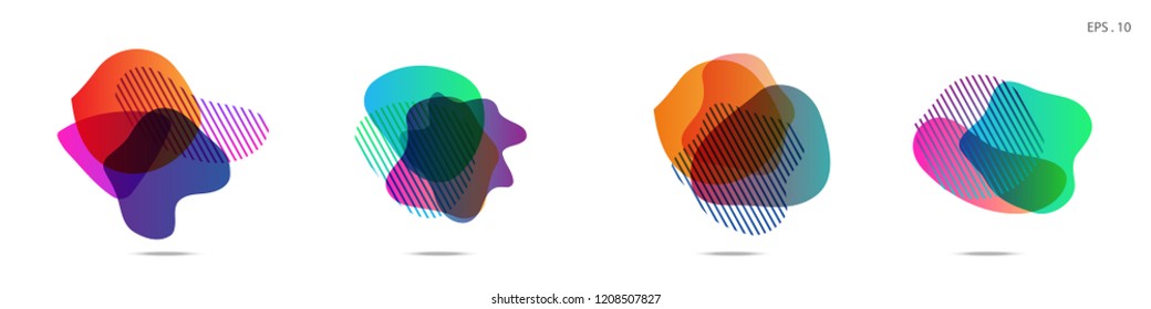 Set of abstract modern graphic elements. Dynamical colored forms and line. Gradient abstract banners with flowing liquid shapes. Template for the design of a logo, flyer or presentation. Vector.