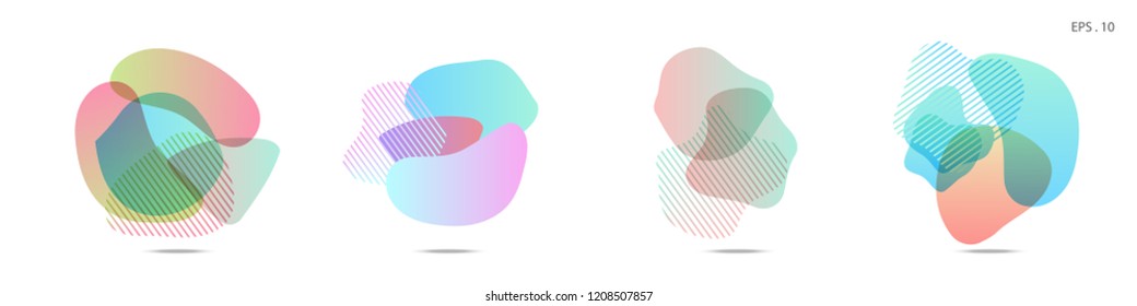 Set of abstract modern graphic elements. Dynamical colored forms and line. Gradient abstract banners with flowing liquid shapes. Template for the design of a logo, flyer or presentation. Vector.