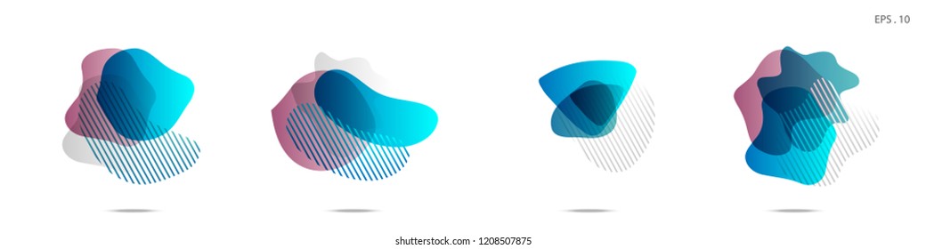 Set of abstract modern graphic elements. Dynamical colored forms and line. Gradient abstract banners with flowing liquid shapes. Template for the design of a logo, flyer or presentation. Vector.