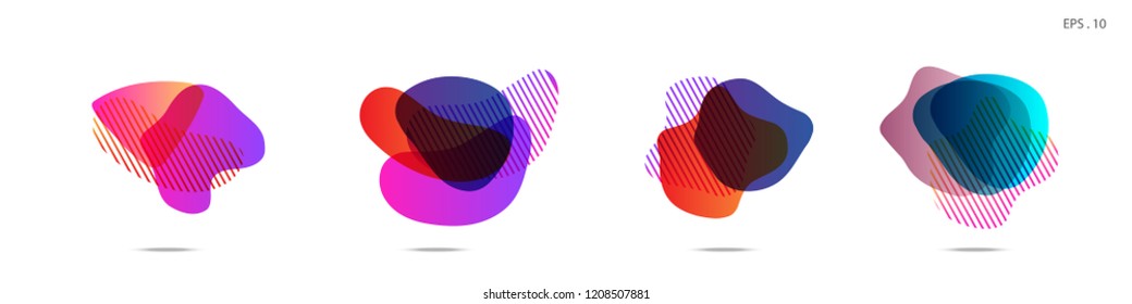 Set of abstract modern graphic elements. Dynamical colored forms and line. Gradient abstract banners with flowing liquid shapes. Template for the design of a logo, flyer or presentation. Vector.