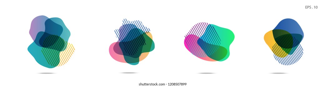 Set of abstract modern graphic elements. Dynamical colored forms and line. Gradient abstract banners with flowing liquid shapes. Template for the design of a logo, flyer or presentation. Vector.