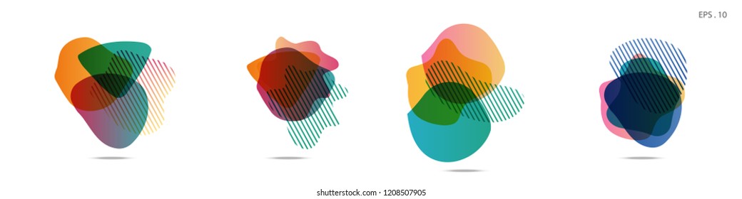 Set of abstract modern graphic elements. Dynamical colored forms and line. Gradient abstract banners with flowing liquid shapes. Template for the design of a logo, flyer or presentation. Vector.