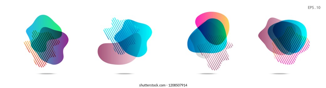 Set of abstract modern graphic elements. Dynamical colored forms and line. Gradient abstract banners with flowing liquid shapes. Template for the design of a logo, flyer or presentation. Vector.