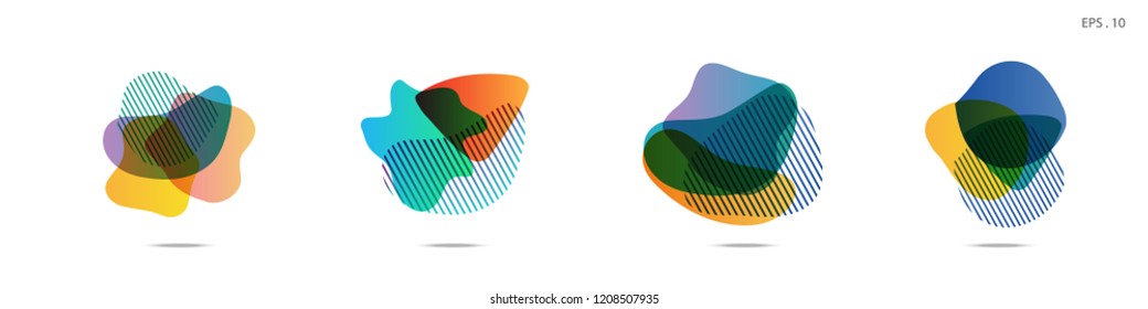 Set of abstract modern graphic elements. Dynamical colored forms and line. Gradient abstract banners with flowing liquid shapes. Template for the design of a logo, flyer or presentation. Vector.