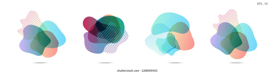 
Set of abstract modern graphic elements. Dynamical colored forms and line. Gradient abstract banners with flowing liquid shapes. Template for the design of a logo, flyer or presentation. Vector.