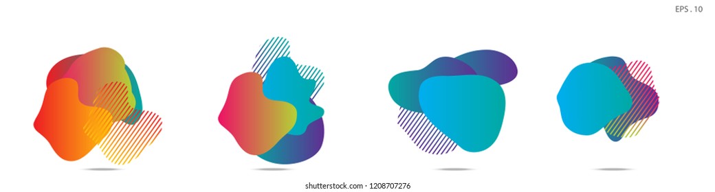 Set of abstract modern graphic elements. Dynamical colored forms and line. Gradient abstract banners with flowing liquid shapes. Template for the design of a logo,flyer or presentation. Vector. Set of abstract modern graphic elements. Dynamical colored forms and line. Gradient abstract banners with flowing liquid shapes. Template for the design of a logo,flyer or presentation. Vector.
