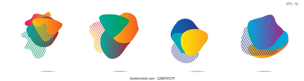 Set of abstract modern graphic elements. Dynamical colored forms and line. Gradient abstract banners with flowing liquid shapes. Template for the design of a logo,flyer or presentation. Vector.
