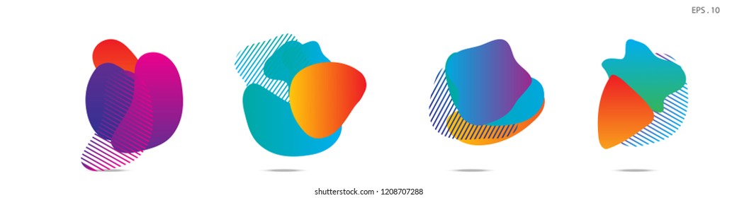 Set of abstract modern graphic elements. Dynamical colored forms and line. Gradient abstract banners with flowing liquid shapes. Template for the design of a logo,flyer or presentation. Vector.