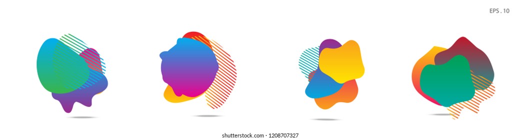 Set of abstract modern graphic elements. Dynamical colored forms and line. Gradient abstract banners with flowing liquid shapes. Template for the design of a logo,flyer or presentation. Vector.