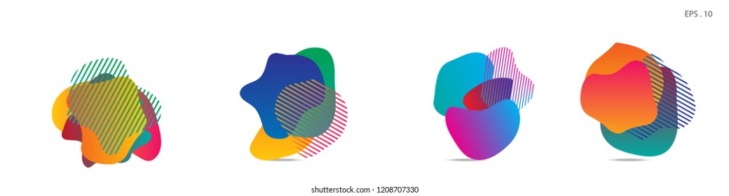 Set of abstract modern graphic elements. Dynamical colored forms and line. Gradient abstract banners with flowing liquid shapes. Template for the design of a logo,flyer or presentation. Vector.
