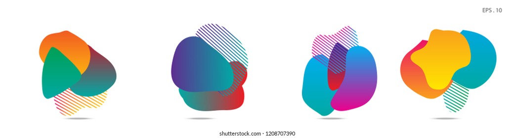 Set of abstract modern graphic elements. Dynamical colored forms and line. Gradient abstract banners with flowing liquid shapes. Template for the design of a logo,flyer or presentation. Vector.