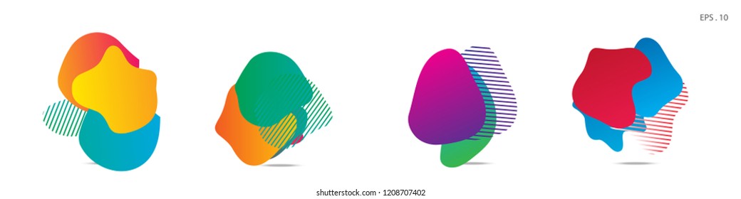 Set of abstract modern graphic elements. Dynamical colored forms and line. Gradient abstract banners with flowing liquid shapes. Template for the design of a logo,flyer or presentation. Vector.