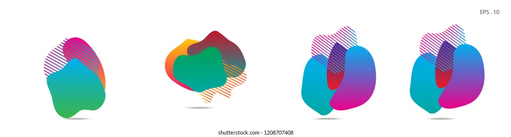 Set of abstract modern graphic elements. Dynamical colored forms and line. Gradient abstract banners with flowing liquid shapes. Template for the design of a logo,flyer or presentation. Vector.