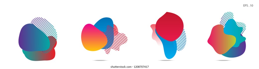 Set of abstract modern graphic elements. Dynamical colored forms and line. Gradient abstract banners with flowing liquid shapes. Template for the design of a logo,flyer or presentation. Vector.