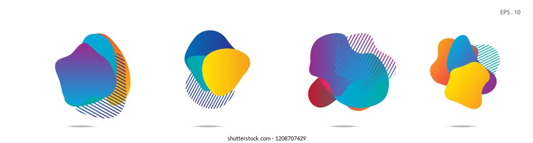 Set of abstract modern graphic elements. Dynamical colored forms and line. Gradient abstract banners with flowing liquid shapes. Template for the design of a logo,flyer or presentation. Vector.