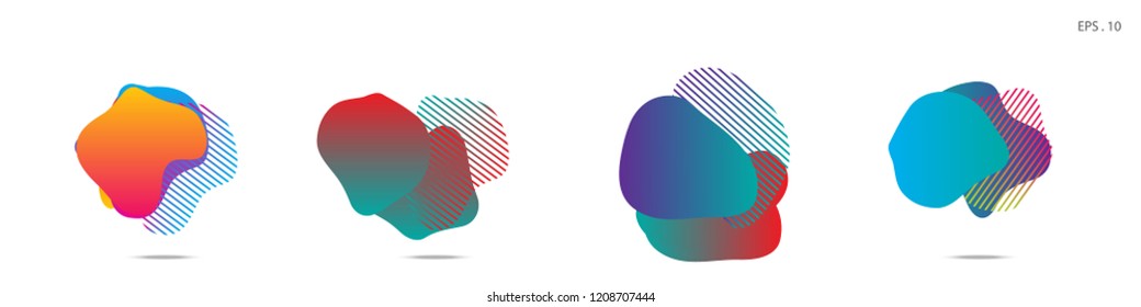 Set of abstract modern graphic elements. Dynamical colored forms and line. Gradient abstract banners with flowing liquid shapes. Template for the design of a logo,flyer or presentation. Vector.