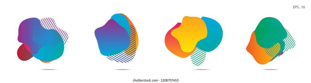 Set of abstract modern graphic elements. Dynamical colored forms and line. Gradient abstract banners with flowing liquid shapes. Template for the design of a logo,flyer or presentation. Vector.