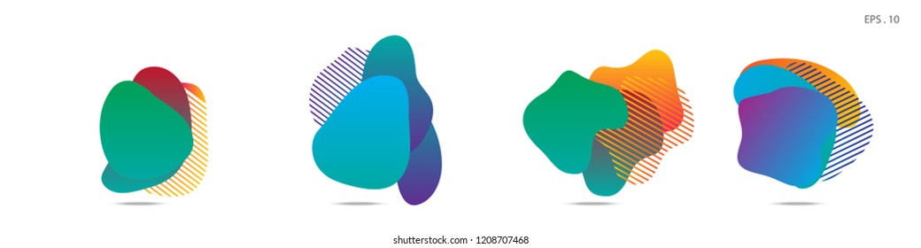 Set of abstract modern graphic elements. Dynamical colored forms and line. Gradient abstract banners with flowing liquid shapes. Template for the design of a logo,flyer or presentation. Vector.