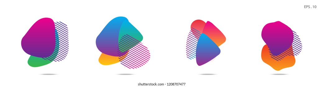Set of abstract modern graphic elements. Dynamical colored forms and line. Gradient abstract banners with flowing liquid shapes. Template for the design of a logo,flyer or presentation. Vector.