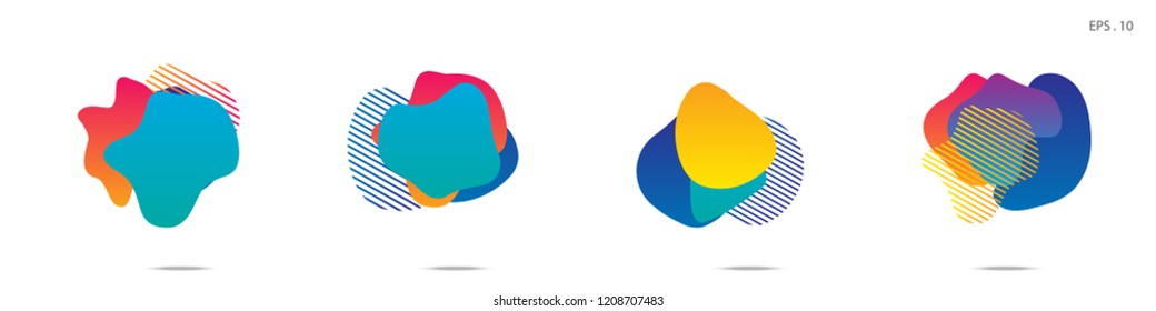Set of abstract modern graphic elements. Dynamical colored forms and line. Gradient abstract banners with flowing liquid shapes. Template for the design of a logo,flyer or presentation. Vector.