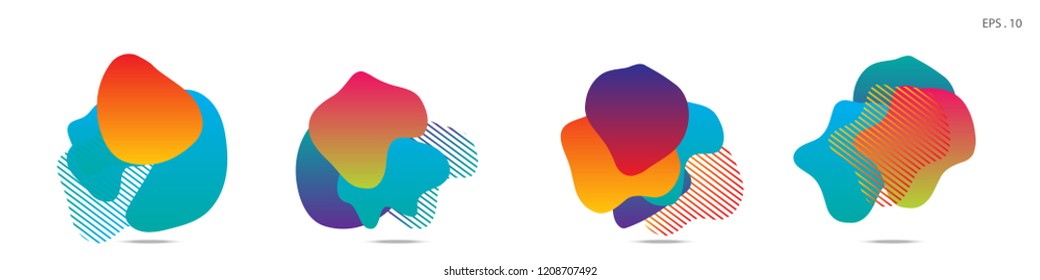 Set of abstract modern graphic elements. Dynamical colored forms and line. Gradient abstract banners with flowing liquid shapes. Template for the design of a logo,flyer or presentation. Vector.