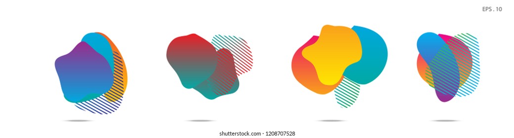 Set of abstract modern graphic elements. Dynamical colored forms and line. Gradient abstract banners with flowing liquid shapes. Template for the design of a logo,flyer or presentation. Vector.