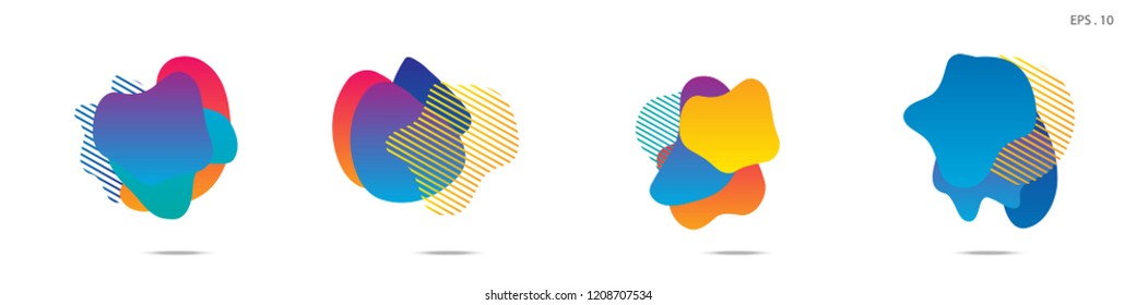 Set of abstract modern graphic elements. Dynamical colored forms and line. Gradient abstract banners with flowing liquid shapes. Template for the design of a logo,flyer or presentation. Vector.
