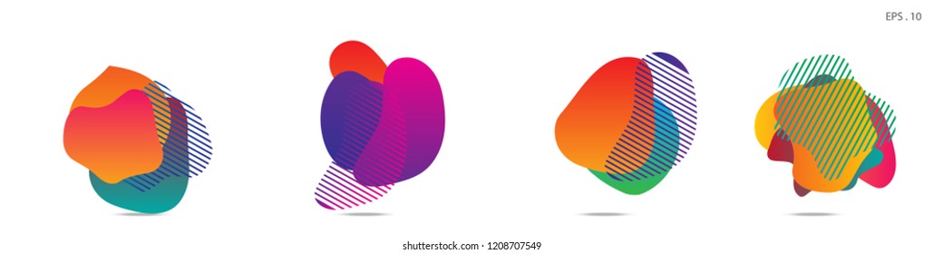 Set of abstract modern graphic elements. Dynamical colored forms and line. Gradient abstract banners with flowing liquid shapes. Template for the design of a logo,flyer or presentation. Vector.