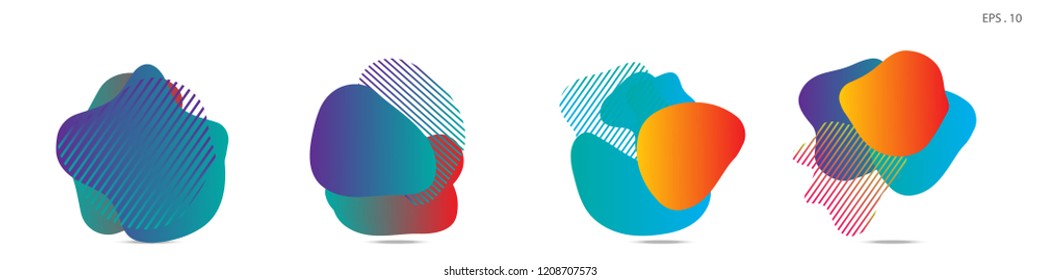 Set of abstract modern graphic elements. Dynamical colored forms and line. Gradient abstract banners with flowing liquid shapes. Template for the design of a logo,flyer or presentation. Vector.