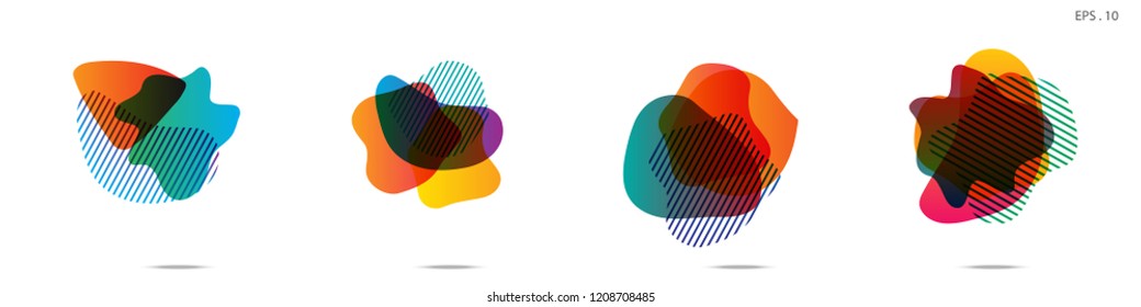 Set of abstract modern graphic elements. Dynamical colored forms and line. Gradient abstract banners with flowing liquid shapes. Template for the design of a logo,flyer or presentation. Vector.