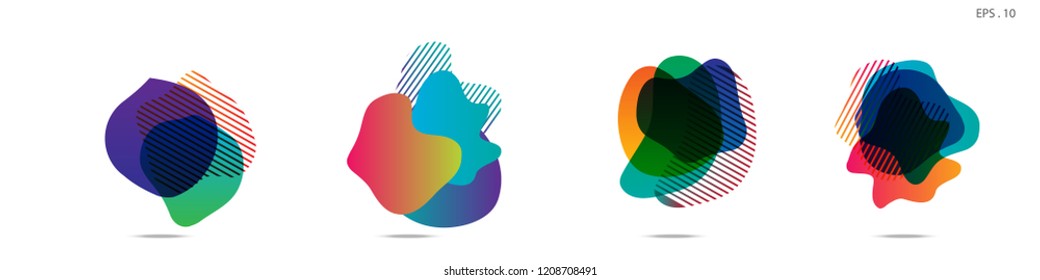 Set of abstract modern graphic elements. Dynamical colored forms and line. Gradient abstract banners with flowing liquid shapes. Template for the design of a logo,flyer or presentation. Vector.
