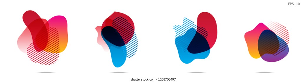 Set of abstract modern graphic elements. Dynamical colored forms and line. Gradient abstract banners with flowing liquid shapes. Template for the design of a logo,flyer or presentation. Vector.