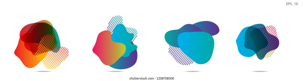 Set of abstract modern graphic elements. Dynamical colored forms and line. Gradient abstract banners with flowing liquid shapes. Template for the design of a logo,flyer or presentation. Vector. Set of abstract modern graphic elements. Dynamical colored forms and line. Gradient abstract banners with flowing liquid shapes. Template for the design of a logo,flyer or presentation. Vector.