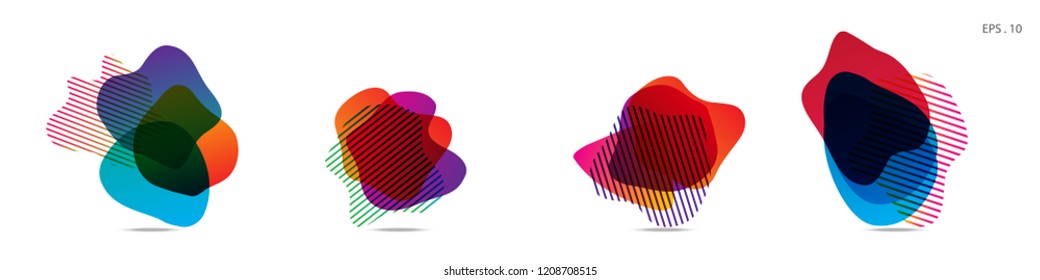 Set of abstract modern graphic elements. Dynamical colored forms and line. Gradient abstract banners with flowing liquid shapes. Template for the design of a logo,flyer or presentation. Vector.