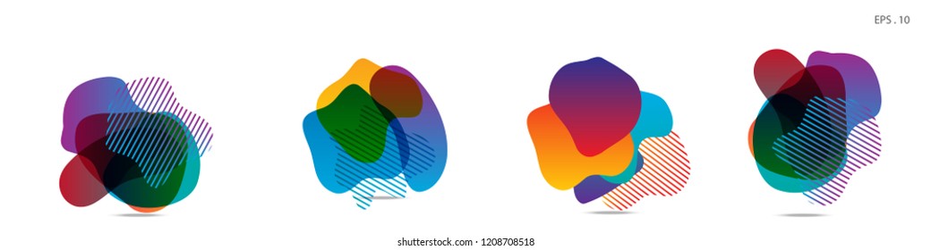 Set of abstract modern graphic elements. Dynamical colored forms and line. Gradient abstract banners with flowing liquid shapes. Template for the design of a logo,flyer or presentation. Vector.