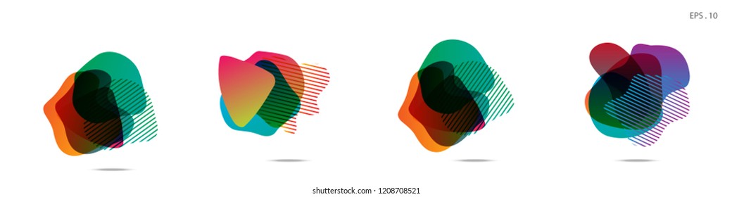 Set of abstract modern graphic elements. Dynamical colored forms and line. Gradient abstract banners with flowing liquid shapes. Template for the design of a logo,flyer or presentation. Vector.