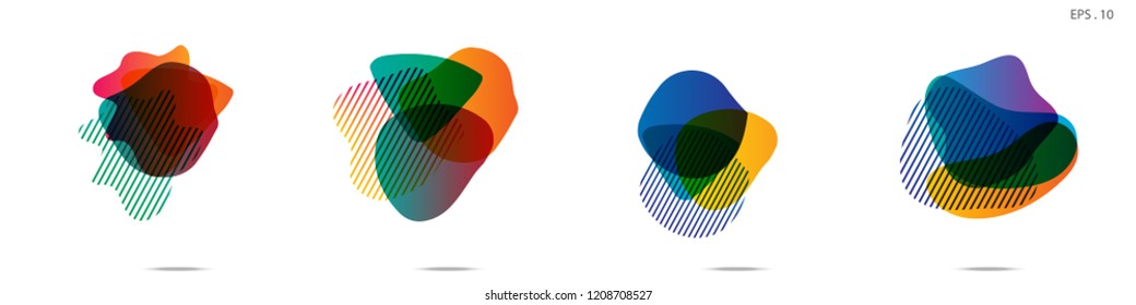 Set of abstract modern graphic elements. Dynamical colored forms and line. Gradient abstract banners with flowing liquid shapes. Template for the design of a logo,flyer or presentation. Vector.