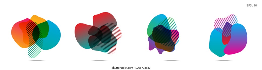 Set of abstract modern graphic elements. Dynamical colored forms and line. Gradient abstract banners with flowing liquid shapes. Template for the design of a logo,flyer or presentation. Vector.
