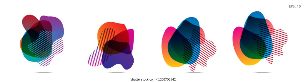 Set of abstract modern graphic elements. Dynamical colored forms and line. Gradient abstract banners with flowing liquid shapes. Template for the design of a logo,flyer or presentation. Vector.